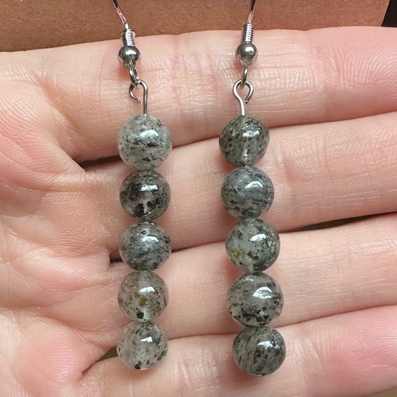 Moss Rutile Quartz earrings handmade dangle gemstone - Picture 1 of 5